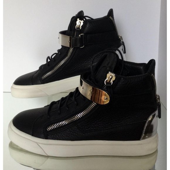NEW GIUSEPPE ZANOTTI Textured Leather Hardware High-Top Sneakers (Size 39)-$825 main image 8